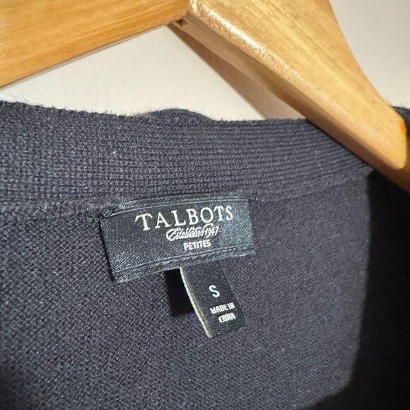 Black Talbots Ruffle Edge Cardigan Sweater Size SP EUC - Picture 7 of 7